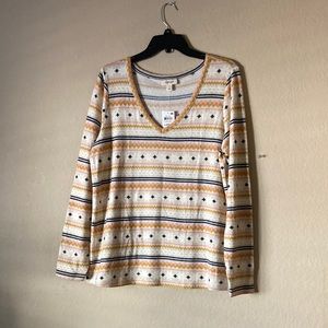 Style & co women printed v- neck snit top